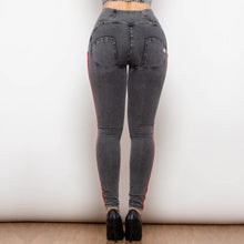 Load image into Gallery viewer, Shascullfites Melody High Waist Dark Thread Grey Jeans with Stripe Jeans Bum Lift Pants Shaping Jeggings Women Pants
