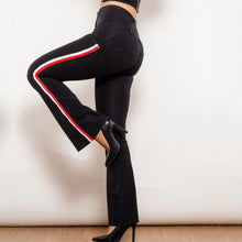 Load image into Gallery viewer, Shascullfites Melody Black Striped Flared Lift Jeggings Button Up Jeans Shaping Jeans Women High Waist Flare Jeans
