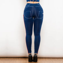 Load image into Gallery viewer, Shascullfites Melody Seam Hug Jeans Stretch Skinny Jeans With White&amp;Red Stripe Side Scrunch Bum Jeggings High Waist Jeans
