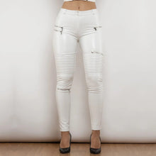Load image into Gallery viewer, Shascullfites Melody White Pu Leather Pants Women's Riding Pants Coating Windshield Waterproof Pants Slim Faux Leather Leggings
