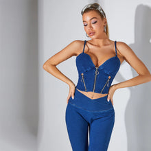 Load image into Gallery viewer, Shascullfites Melody X Cross Regular V Shape Jeggings Blue High Waist Jeans Skinny High Stretch Jeans Women Pants
