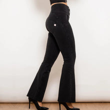Load image into Gallery viewer, Shascullfites Melody Black Flared Lift Jeggings Button Up Flare Jeans Shaping Bum Lift Pants High Waist Jeans Women
