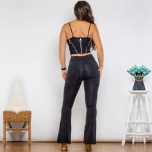 Load image into Gallery viewer, Shascullfites Shaper Set Bodysuit Push Up Top Black Jeans Zipper Crop Top High Waist Flare Jeans Two Piece Sets Womens Outifits
