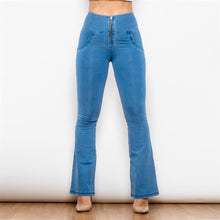 Load image into Gallery viewer, Shascullfites Melody Tailored Women Pants Flare Pants Women Butt Lift Jeans Light Blue High Waisted Flare Jeans for Women Skinny Boot-Cut Denim Pants
