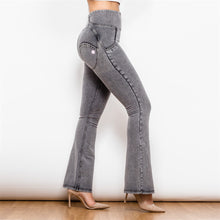 Load image into Gallery viewer, Shascullfites Melody Women Tailored Pants Flare Pants Women Butt Lift Jeans Grey High Waisted Flare Jeans for Women Skinny Boot-Cut Denim Pants
