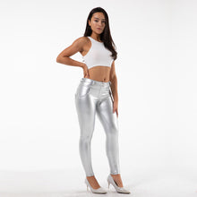 Load image into Gallery viewer, Shascullfites Melody Tailored Women Push Up Faux Leather Skinny PU Long Pants Club Bodycon Gym And Shaping Leggings Female Metallic
