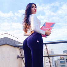 Load image into Gallery viewer, Shascullfites Melody Tailored Middle Waist Night Blue Chenille Casual Pants Sport Fashion Elastic Cotton Pants Elegant Gothic Women's Trousers Comfy Clothes
