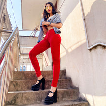 Load image into Gallery viewer, Shascullfites Melody Tailored Straight Leg Women's Pants Skin tight Velvet Pants Vintage Autumn Women's Clothing Middle Waist Red Chenille Pants Woman
