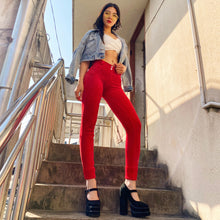 Load image into Gallery viewer, Shascullfites Melody Tailored Straight Leg Women's Pants Skin tight Velvet Pants Vintage Autumn Women's Clothing Middle Waist Red Chenille Pants Woman
