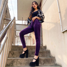 Load image into Gallery viewer, Shascullfites Melody Tailored Fashion Women's Sports Leggings Jogging Velvet Pencil Pants Female Plus Size Middle Waist Purple Chenille Pants Comfortable Woman
