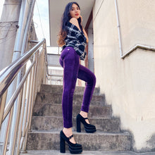 Load image into Gallery viewer, Shascullfites Melody Tailored Fashion Women's Sports Leggings Jogging Velvet Pencil Pants Female Plus Size Middle Waist Purple Chenille Pants Comfortable Woman

