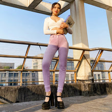 Load image into Gallery viewer, Shascullfites Melody Tailored Middle Waist Light Purple Chenille Velvet Pants Warm Women's Winter Causal Pants Bum Lift Sport Leggings High Elastic Pencil Pants
