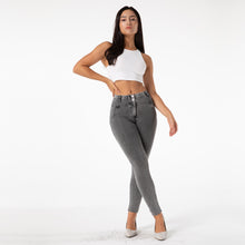 Load image into Gallery viewer, Shascullfites Melody Tailored Women Jeans Casual Slim Plus Size Stretch Denim Trousers Women Hip Lift Pencil Pants Grey Skinny Trousers
