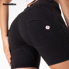 Load image into Gallery viewer, Shascullfites Melody Tailored Gym And Shaping Stretch Athletic Workout Active Fitness Shorts Denim Running Sports Yoga Shorts
