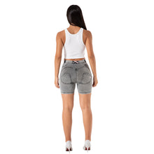 Load image into Gallery viewer, Shascullfites Tailored Push Up Fitness Yoga Sport Shorts Scrunch Butt Running Shorts Tight Elastic Denim Energy Yoga Shorts Grey
