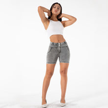 Load image into Gallery viewer, Shascullfites Tailored Push Up Fitness Yoga Sport Shorts Scrunch Butt Running Shorts Tight Elastic Denim Energy Yoga Shorts Grey
