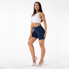 Load image into Gallery viewer, Shascullfites Melody Tailored High Waisted Denim Workout Shorts Women Stretchy Athletic Shorts Soft Women Fitness Yoga Biker Shorts
