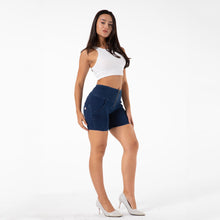 Load image into Gallery viewer, Shascullfites Melody Tailored High Waisted Denim Workout Shorts Women Stretchy Athletic Shorts Soft Women Fitness Yoga Biker Shorts

