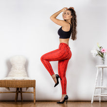 Load image into Gallery viewer, Shascullfites Melody Tailored Red Snake Printed Leggings Push Up Elasticity Leggings Sexy Scrunch Leggings Sport Fitness Tights Woman
