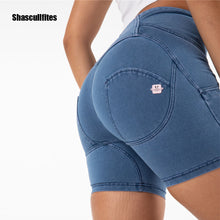 Load image into Gallery viewer, Shascullfites Melody Tailored Booty Scrunch High Waist Shorts Fitness Sportswear Compression Stretch Denim Workout Yoga Shorts
