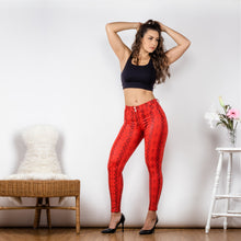 Load image into Gallery viewer, Shascullfites Melody Tailored Red Snake Printed Leggings Push Up Elasticity Leggings Sexy Scrunch Leggings Sport Fitness Tights Woman
