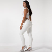 Load image into Gallery viewer, Shascullfites Tailored Scrunch Bum Leggings Push Up Faux Leather Pants Stretchy High Waisted Yoga Pants White Women's Sports Pants
