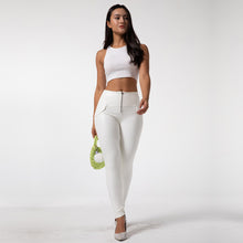 Load image into Gallery viewer, Shascullfites Tailored Scrunch Bum Leggings Push Up Faux Leather Pants Stretchy High Waisted Yoga Pants White Women's Sports Pants
