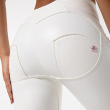 Load image into Gallery viewer, Shascullfites Tailored Scrunch Bum Leggings Push Up Faux Leather Pants Stretchy High Waisted Yoga Pants White Women's Sports Pants

