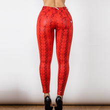 Load image into Gallery viewer, Shascullfites Melody Tailored Red Snake Printed Leggings Push Up Elasticity Leggings Sexy Scrunch Leggings Sport Fitness Tights Woman
