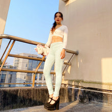Load image into Gallery viewer, Shascullfites Melody Tailored Women's Pants Straight Female Trousers Streetwear Vintage Velvet Casual High Waist Light Green Chenille Slim Trousers Sports Pants for Women
