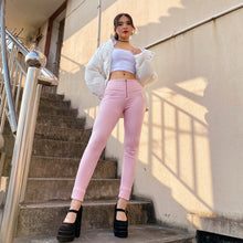 Load image into Gallery viewer, Shascullfites Melody Tailored Knitted Women's High Waist Pink Chenille Pants Fleece Slim Fit Sport Pants Women Plus Size Casual Push Up Cotton Trousers
