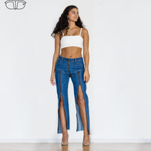 Load image into Gallery viewer, Shascullfites Women Party Club Dance Pants Zipper Long Jeans Women Unique Dark Blue Denim Pants Hot Streetwear
