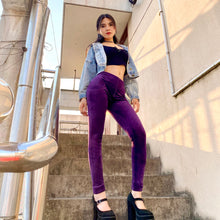 Load image into Gallery viewer, Shascullfites Melody Tailored Autumn Winter Fashion Velvet Warm Solid High Waist Purple Chenille Leggings Knit Stretch Thermal Soft Leggings Comfortable Pants
