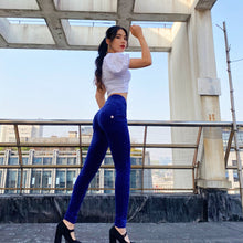 Load image into Gallery viewer, Shascullfites Melody Tailored High Waist Royal Blue Chenille Velvet Leggings Scrunch Bum Leggings Chenille Winter Warm Pants for Women
